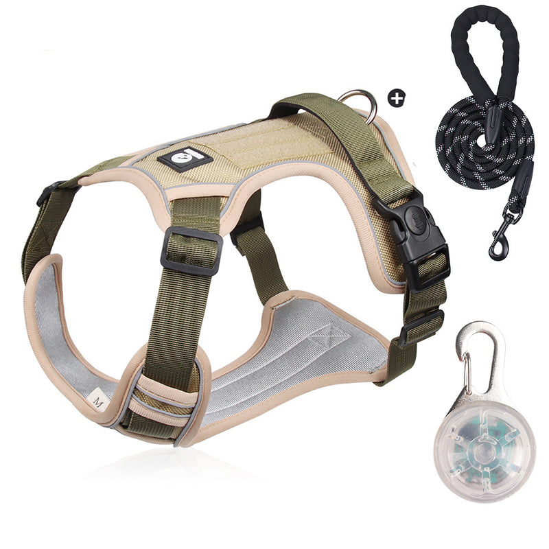 🐾 Anti-Zug Hundegeschirr mit Front-D-Ring 🦮 inkl. Leine & LED-Halsband 🔥 sicher & komfortabel