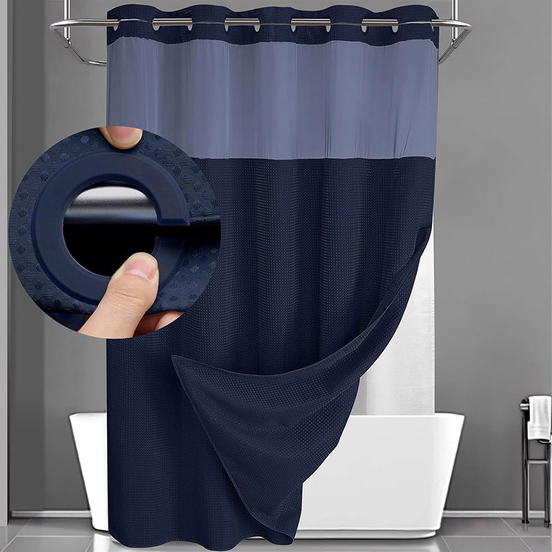 ⏰ 50 % RABATT – Nur für kurze Zeit ✨Badezimmer Duschvorhang mit Waffelmuster 🛁 Wasserabweisend & Einfach zu Montieren