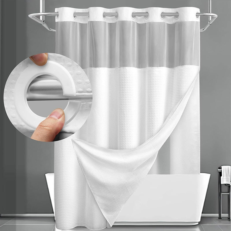 ⏰ 50 % RABATT – Nur für kurze Zeit ✨Badezimmer Duschvorhang mit Waffelmuster 🛁 Wasserabweisend & Einfach zu Montieren