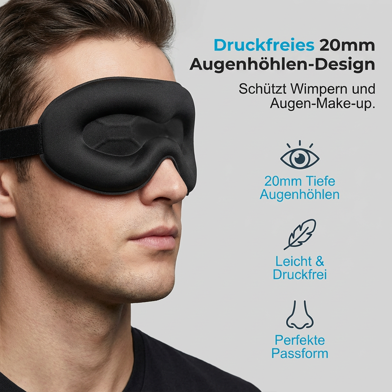 Druckfreie 3D-Kontur-Schlafmaske mit Verdunkelung