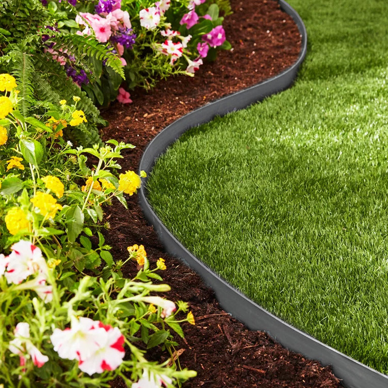 🌿 Schwarze PE-Gartenkante – flexibler Rasen- & Beetbegrenzer aus hochdichtem Kunststoff, wetterfest & einfach zu verlegen 🪴