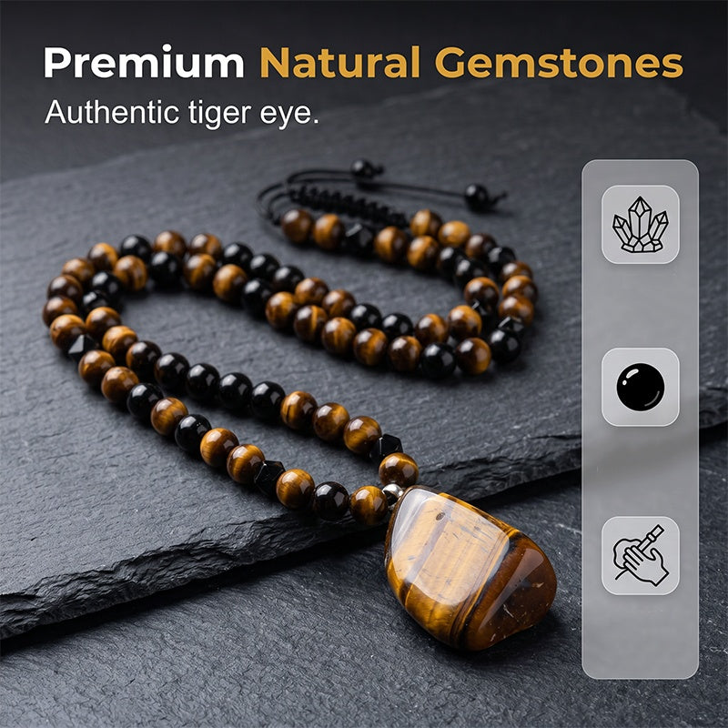 🕁50% RABATT JETZT🧁Herren Natürliche Tigerauge-Perlenkette – Stilvolles Energieheilstein-Schmuck für den Alltag & als Geschenk