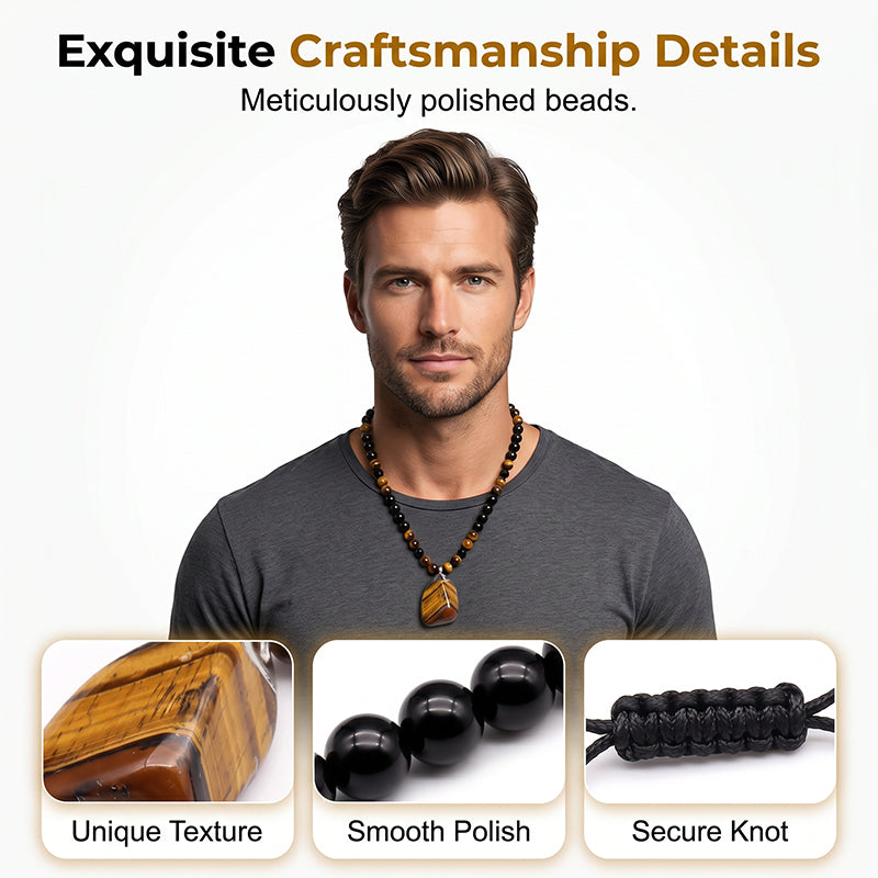 🕁50% RABATT JETZT🧁Herren Natürliche Tigerauge-Perlenkette – Stilvolles Energieheilstein-Schmuck für den Alltag & als Geschenk