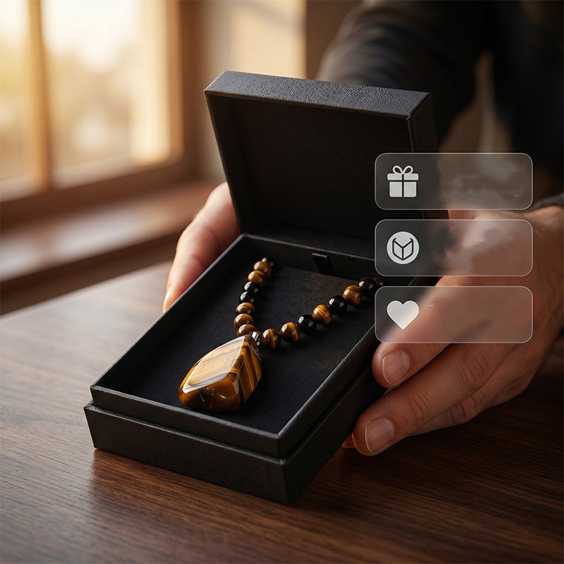 🕁50% RABATT JETZT🧁Herren Natürliche Tigerauge-Perlenkette – Stilvolles Energieheilstein-Schmuck für den Alltag & als Geschenk
