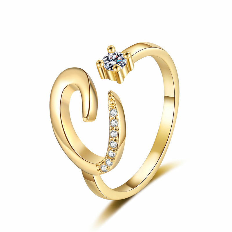 💍⏰ 50% RABATT – NUR FÜR KURZE ZEIT! Damen Ring mit Buchstaben – Funkelnde Zirkonia-Verzierung, verstellbare Größe & elegantes Design ✨