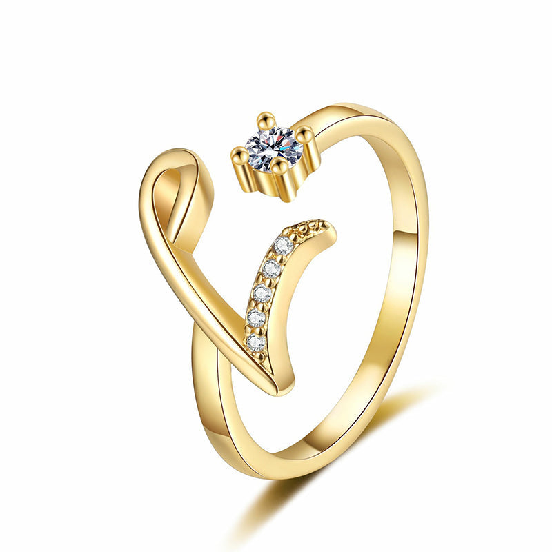 💍⏰ 50% RABATT – NUR FÜR KURZE ZEIT! Damen Ring mit Buchstaben – Funkelnde Zirkonia-Verzierung, verstellbare Größe & elegantes Design ✨