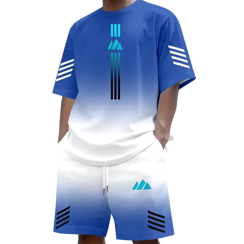 👕 50% RABATT! ☀️ Herren Sommer T-Shirt & Shorts Zweiteiler – Farbverlauf-Design, atmungsaktiv & leicht – Perfekt für heiße Tage & lässige Outfits 🩳