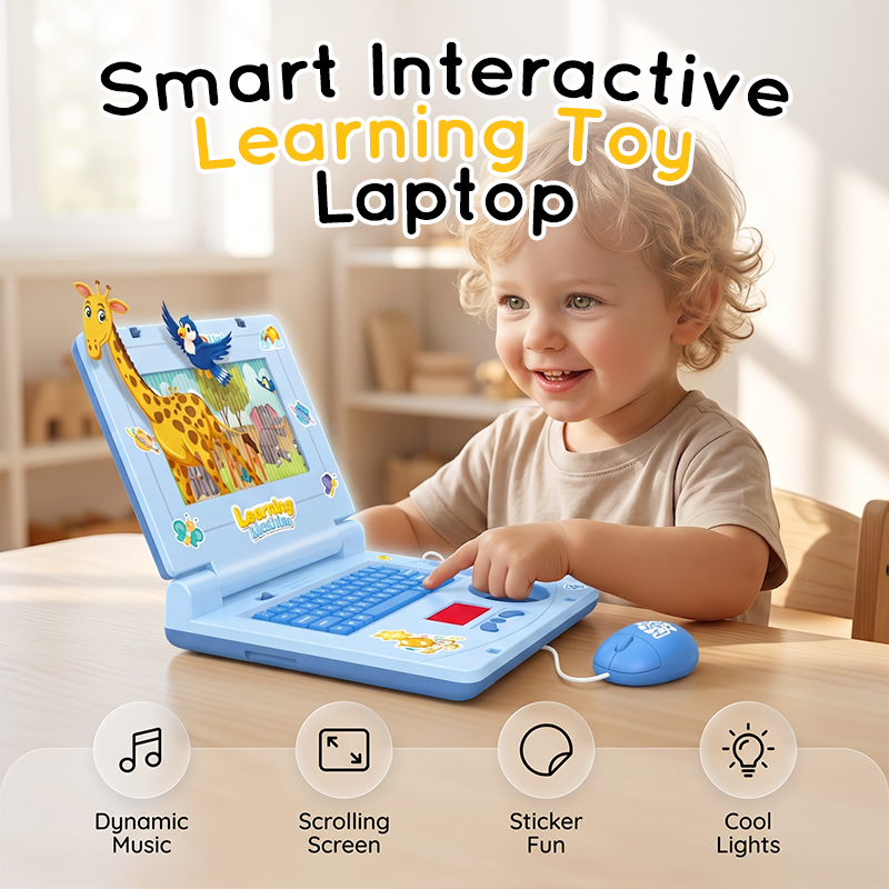 💻Interaktiver Simulations-Spielzeug-Laptop – Lichter, Töne & Lernspiele – Fördert spielerisch Kreativität & Motorik bei Kindern 🎵