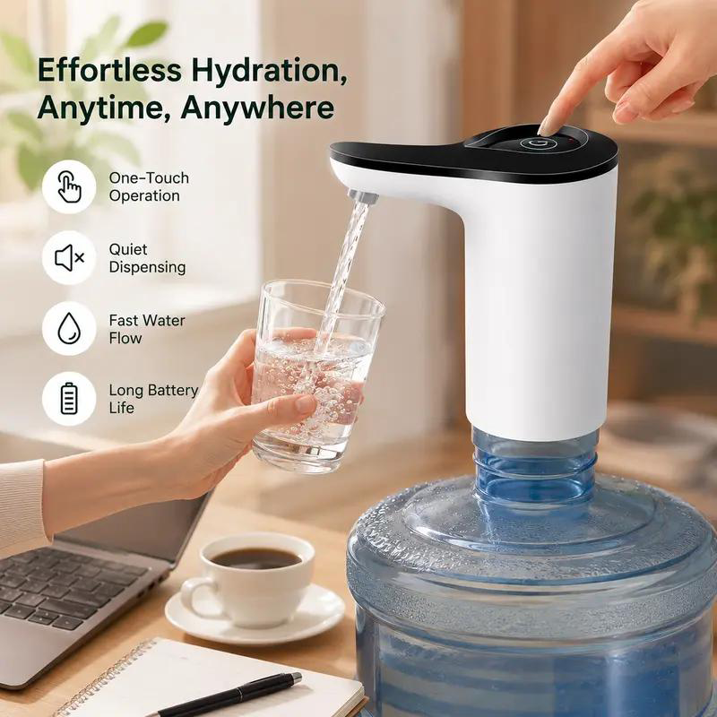 🔥50% RABATT | 💧Elektrische Wasserpumpe – 1-Touch-Bedienung, 45° Anti-Tropf-Düse, kompakt & kabellos für Zuhause & Büro ⚡