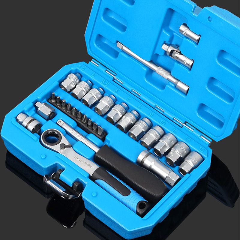 📢📢50% RABATT !!⏰29-teiliges Ratschen-Steckschlüssel-Set – Chrom-Vanadium-Stahl, 11 Stecknüsse & 10 Bits. Perfekt für Autoreparaturen & DIY 🛠️✨