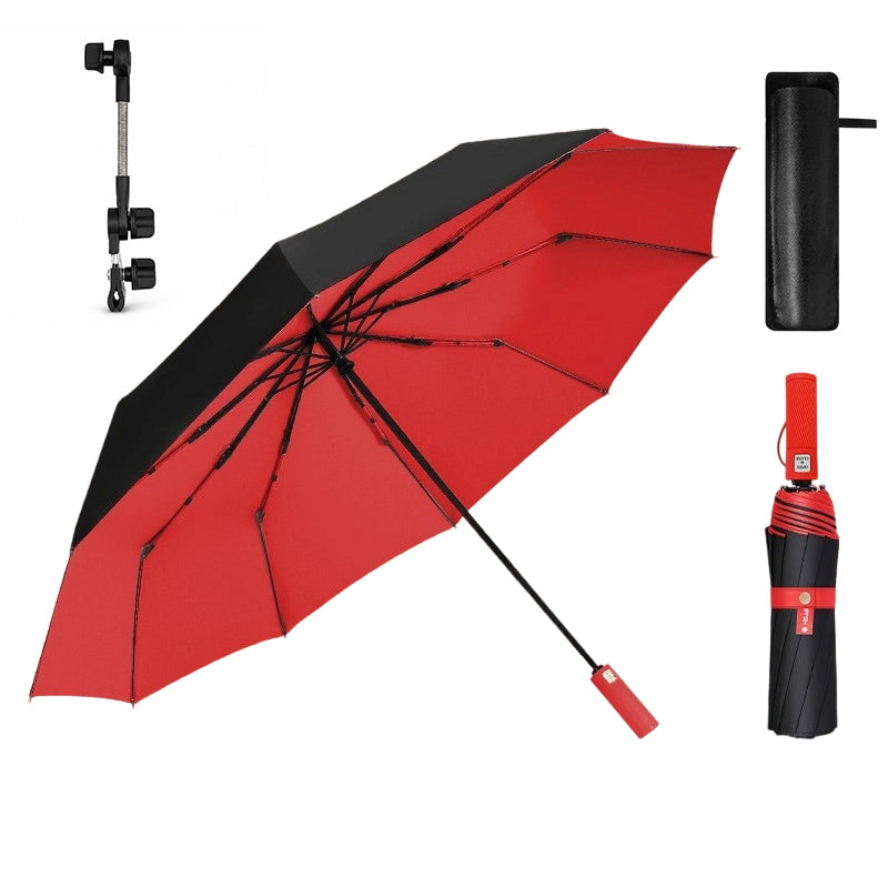 ☂️  Großer automatischer Sonne- & Regenschirm – 3-fach Automatik, windfest & UPF 50+ – Extra großes Dach (Ø 105–125 cm) – Ideal für Pendler & Familien ✨