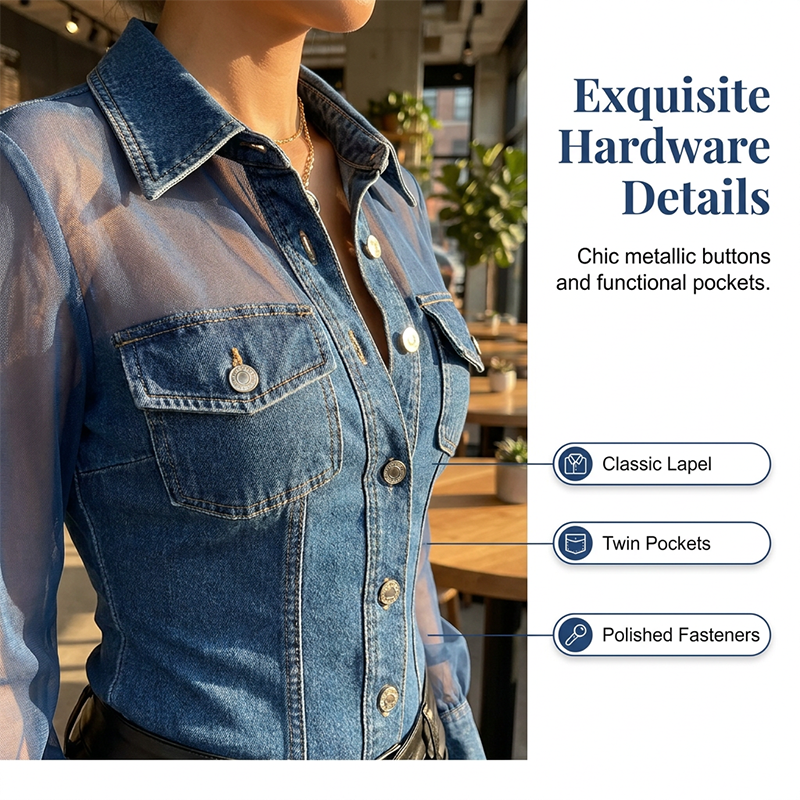 🏃‍♀️ Es wird im Akkord weggeschnappt – zögern Sie nicht! Damen Mesh-Patchwork-Denim-Oberteil