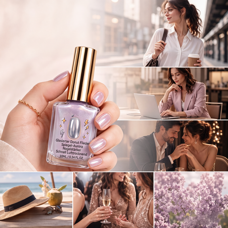 💅 KAUFE 2, ERHALTE 1 GRATIS! ✨ Fliederfarbener glänzender Nagelhärter – Spiegelglanz-Effekt, schnell trocknend & stärkend – Für gesunde, strahlende Nägel zu Hause 🌸