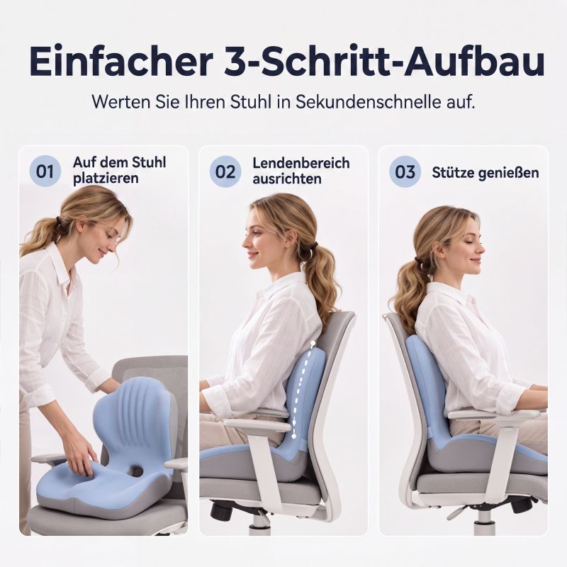 🪑 50% RABATT! 💆 Ergonomisches Sitzkissen aus Memory-Schaum – Integrierte Rückenstütze, orthopädisch & vielseitig – Ideal für Bürostuhl, Auto & Homeoffice ✨