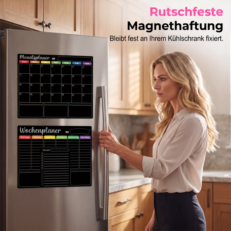 🗓️ 50% RABATT!📌 Magnetisches Kühlschrank Kalender Planer Set inklusive abwischbarer Schreibmarker📝