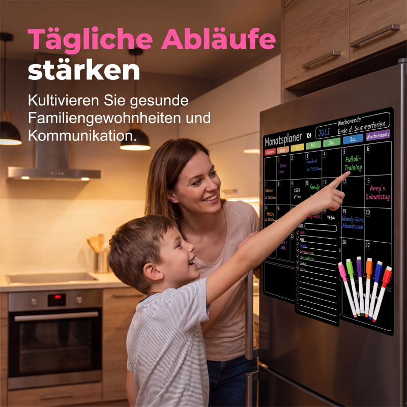 🗓️ 50% RABATT!📌 Magnetisches Kühlschrank Kalender Planer Set inklusive abwischbarer Schreibmarker📝