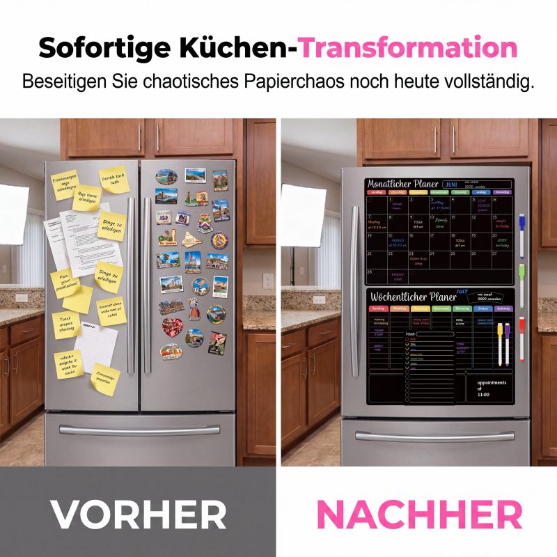 🗓️ 50% RABATT!📌 Magnetisches Kühlschrank Kalender Planer Set inklusive abwischbarer Schreibmarker📝