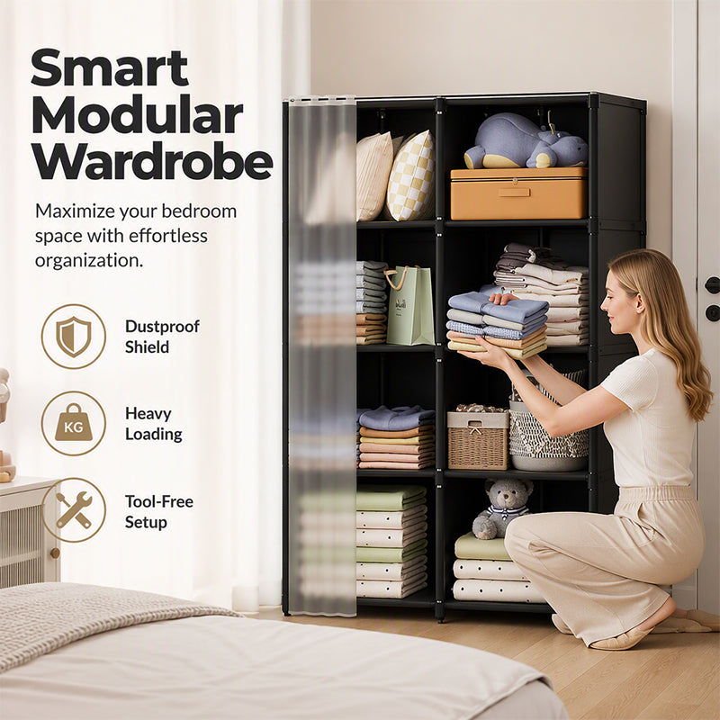 ⏳Zeitlich begrenztes Sonderangebot⏰Platzsparender, staubdichter Kleiderschrank mit mehreren Ebenen