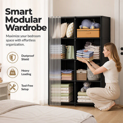 ⏳Zeitlich begrenztes Sonderangebot⏰Platzsparender, staubdichter Kleiderschrank mit mehreren Ebenen