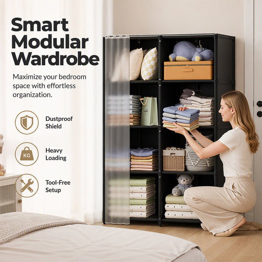 ⏳Zeitlich begrenztes Sonderangebot⏰Platzsparender, staubdichter Kleiderschrank mit mehreren Ebenen