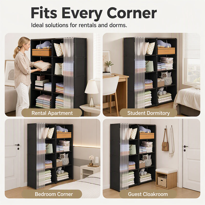 ⏳Zeitlich begrenztes Sonderangebot⏰Platzsparender, staubdichter Kleiderschrank mit mehreren Ebenen