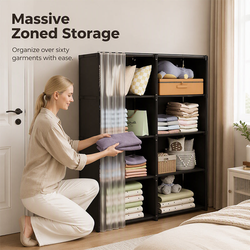 ⏳Zeitlich begrenztes Sonderangebot⏰Platzsparender, staubdichter Kleiderschrank mit mehreren Ebenen