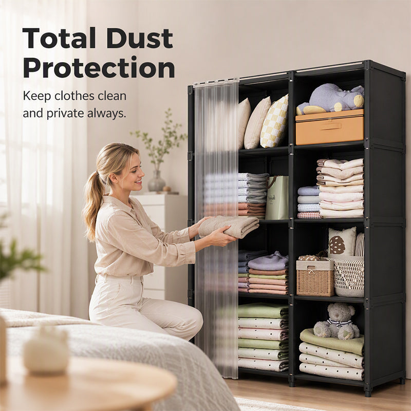 ⏳Zeitlich begrenztes Sonderangebot⏰Platzsparender, staubdichter Kleiderschrank mit mehreren Ebenen
