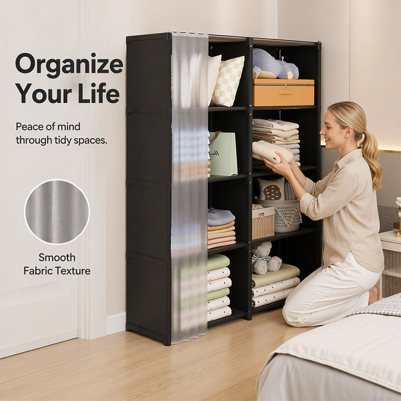 ⏳Zeitlich begrenztes Sonderangebot⏰Platzsparender, staubdichter Kleiderschrank mit mehreren Ebenen