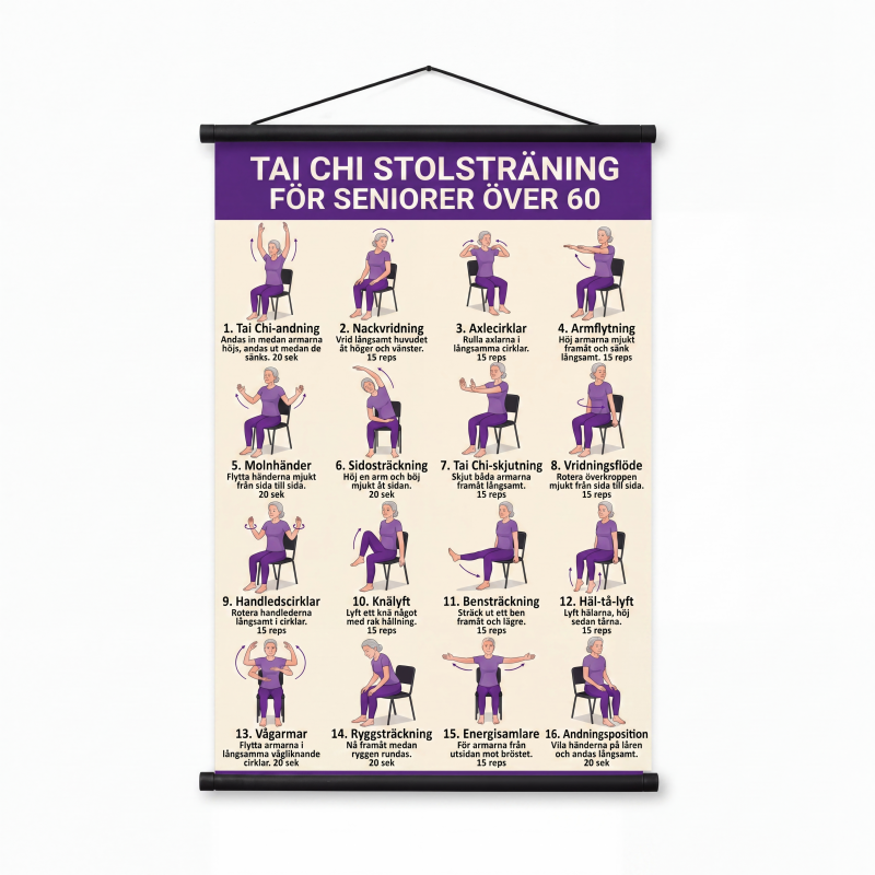 🧘 JETZT 50 % RABATT! 📋 Tai-Chi-Trainingsposter für Senioren – Leicht nachvollziehbare Übungen, große Schrift und Illustrationen – Sanfte tägliche Übungen für Gleichgewicht und Beweglichkeit 💪