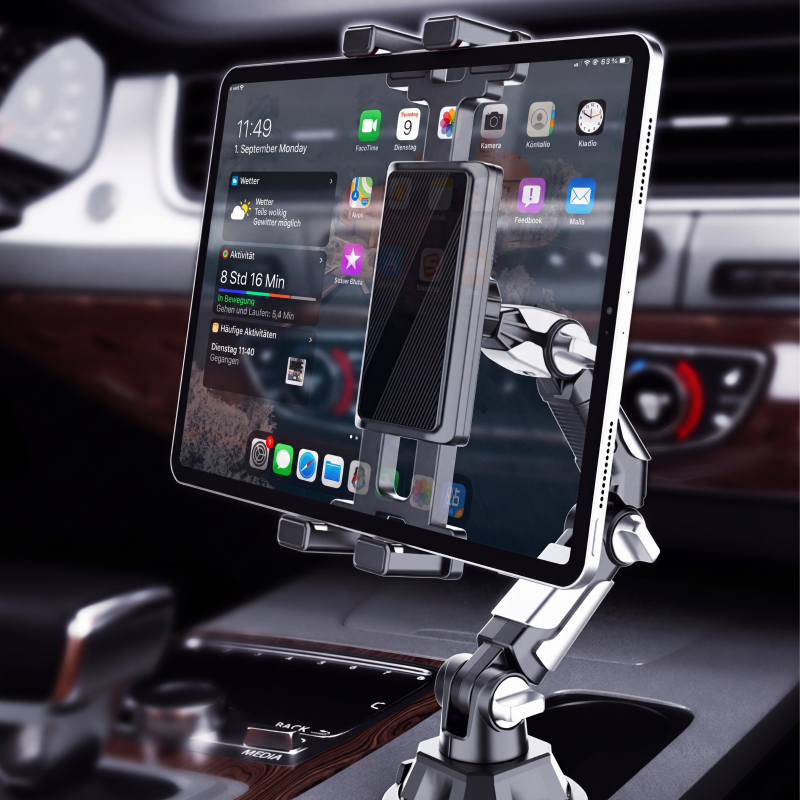 📱 50% RABATT!⏰ Faltbarer Tablet‑Halter für den Auto‑Getränkehalter, platzsparend, stabil für Fahrten