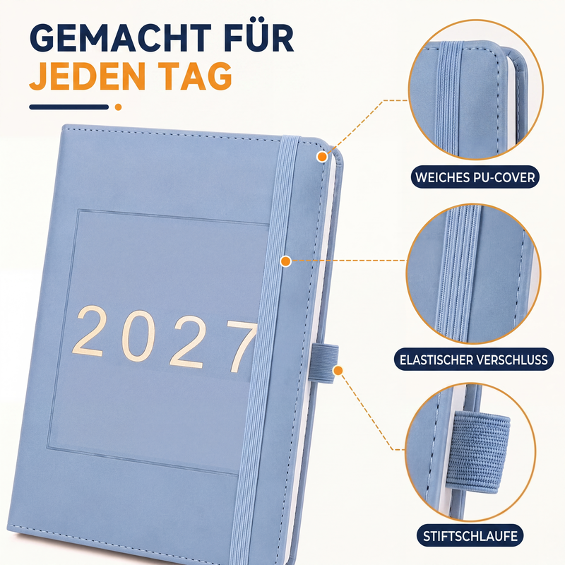 ⏳Nur für kurze Zeit – 50% RABATT⏰ 📅A5 2027 Tagebuch-Notizbuch mit einer Seite pro Tag ✨
