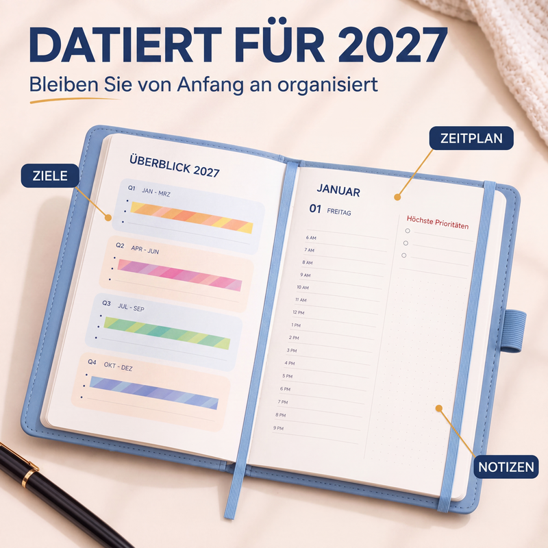 ⏳Nur für kurze Zeit – 50% RABATT⏰ 📅A5 2027 Tagebuch-Notizbuch mit einer Seite pro Tag ✨