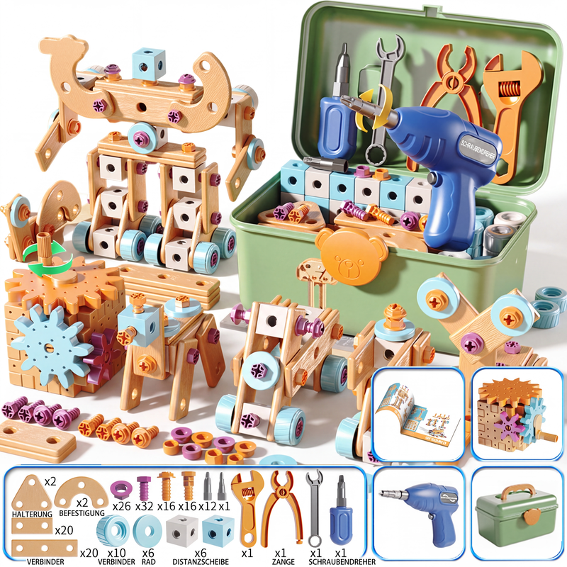 🧰 50 % RABATT⏰ Kinder DIY Werkzeugset, fördert handwerkliche Fähigkeiten🧩