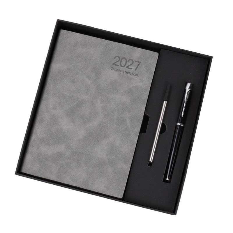 🔥✨ 2027 Minimalistisches A5 Notizbuch als Tagesplaner aus Premium PU-Leder (365 Tage)