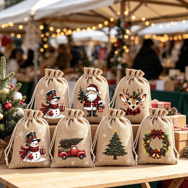 🎄 NUR FÜR KURZE ZEIT 50 % RABATT! 🎁 Weihnachts-Geschenksäckchen mit Kordelzug – Festliche Weihnachtsmann- & Rentier-Motive, Doppelter Kordelzug & Strapazierfähiger Stoff – Weihnachtsfreude in jedem Geschenk ✨