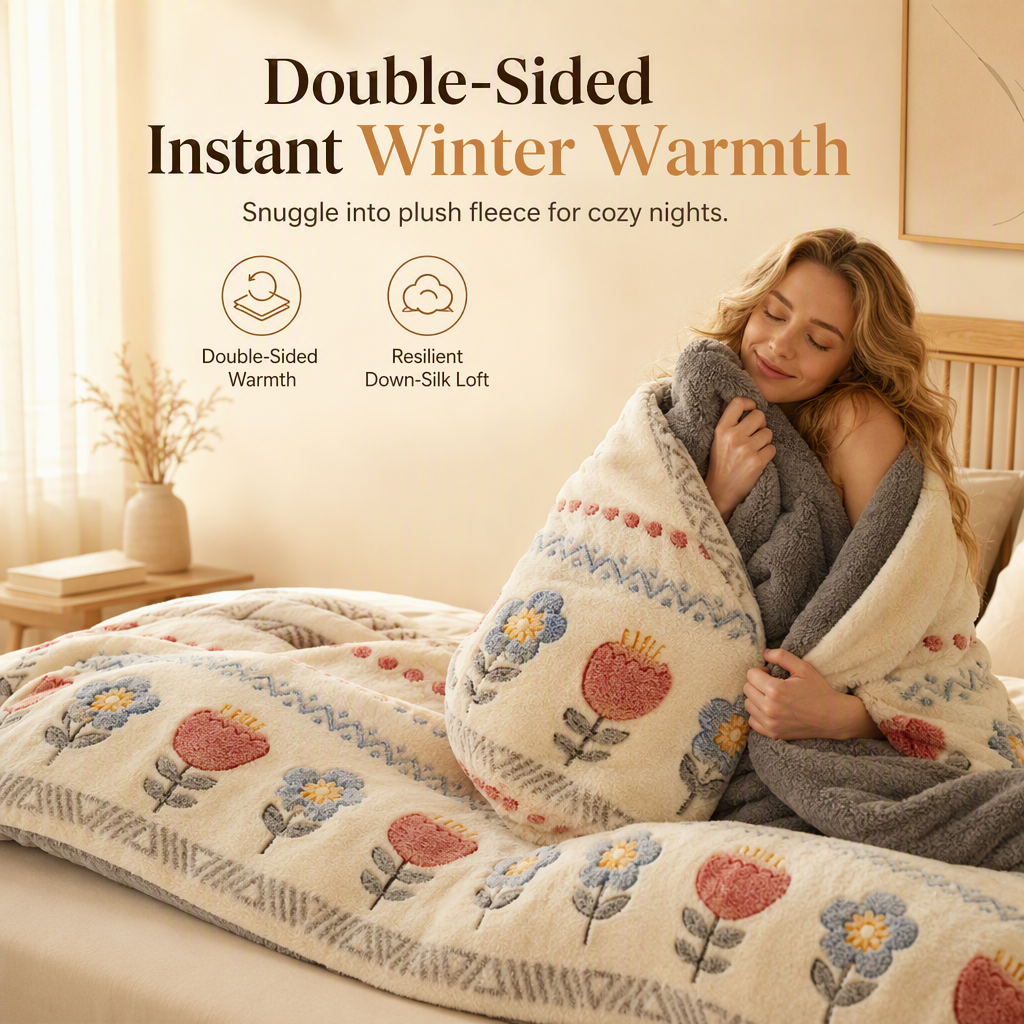 🛏️ 50% RABATT! ❄️ Winterdecke – Lammfleece & Milch‑Samt, warm & kuschelig ✨
