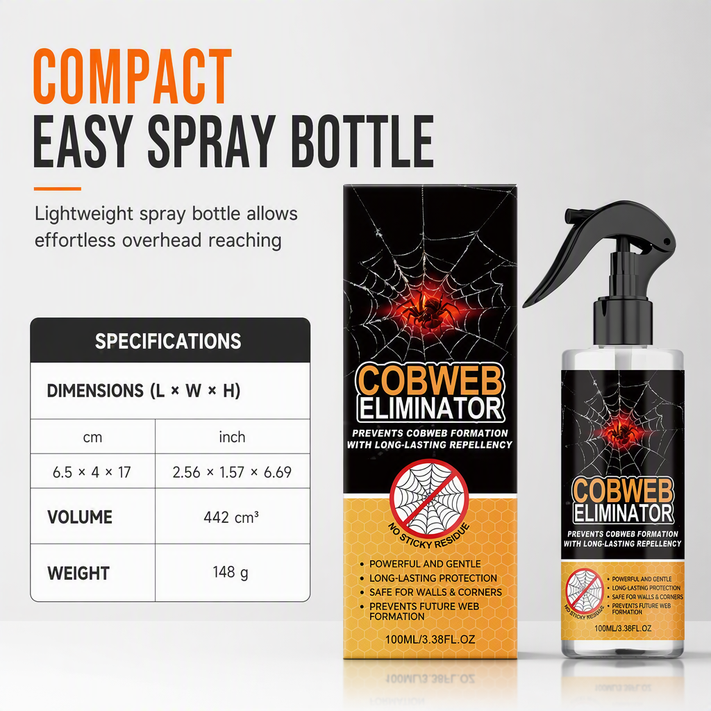 Spinnweben-Entfernungsspray und Wandreiniger für Heimdeckenecken – staubbindend, wandschonend