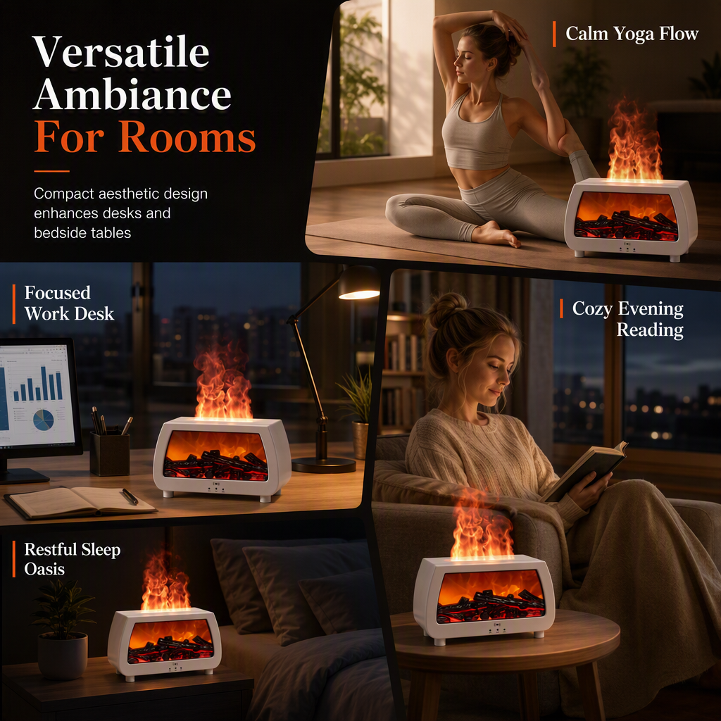 🔥 50% RABATT! 💨 Kamin-Luftbefeuchter – Flammeneffekt & Aroma-Diffusor ✨