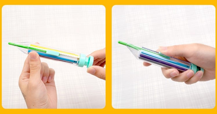 🌈🎨8-farbige Druckknopf-Buntstifte, frei von jeglichen chemischen Inhaltsstoffen, geeignet für Kinder zum Malen und Schreiben