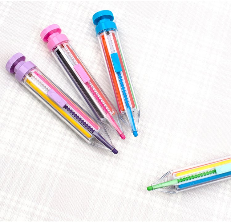 🌈🎨8-farbige Druckknopf-Buntstifte, frei von jeglichen chemischen Inhaltsstoffen, geeignet für Kinder zum Malen und Schreiben
