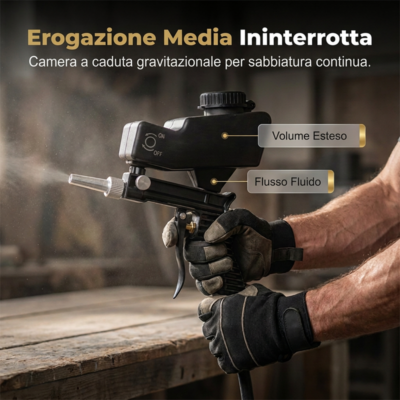 Pistola sabbiatrice pneumatica portatile
