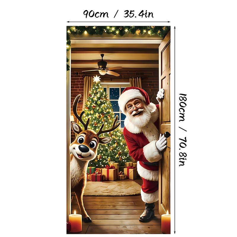 Weihnachtliche Türabdeckung für schnelle und stimmungsvolle Weihnachtsdekoration (90 × 180 cm)