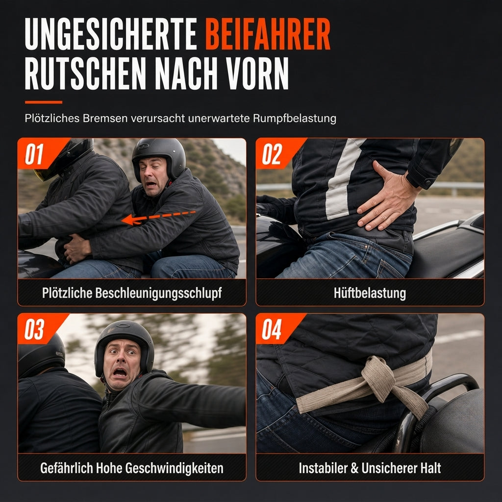 📢📢50% RABATT !!⏰Haltegriffgurt für Beifahrer auf Motorradrücksitzen, Beifahrer-Hüftgurtgriff für ATV, Schneemobil und Yacht
