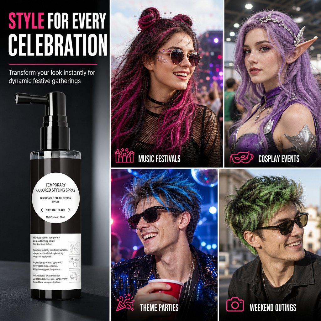 🖤 Einweg-Haarfarbspray – temporäre Haarfarbe, einfach aufsprühen & sofort auswaschbar