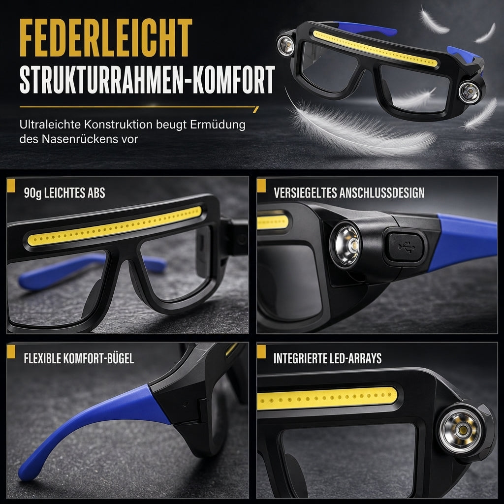 📢📢50% RABATT !!⏰USB-aufladbares, doppelseitig klippbares Brillenzusatzlicht für Outdoor-Wandern und Lesen