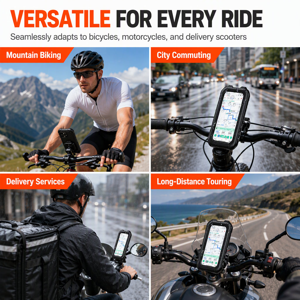 🏍️ 50 % Rabatt! Wasserdichte Handyhalterung für Motorrad & Fahrrad – 360° drehbar mit Touchscreen-Funktion