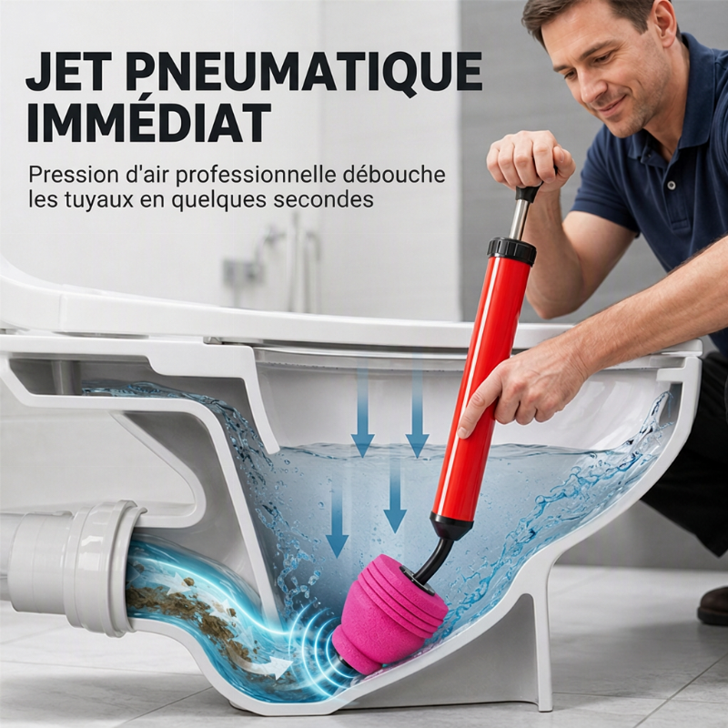 ✨Hochdruck-Abflussreiniger 🚰 Verstopfungen in 1 Sekunde lösen, 180°-Düse, ohne Chemikalien