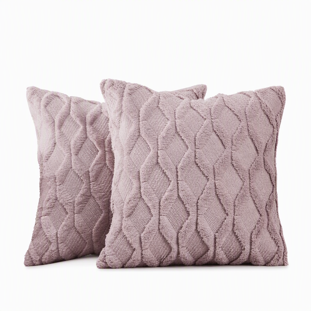 Weicher Plüsch-Kissenbezug mit besticktem geometrischem Rautenmuster, minimalistisch einfarbiges Wurfkissen für das Sofa