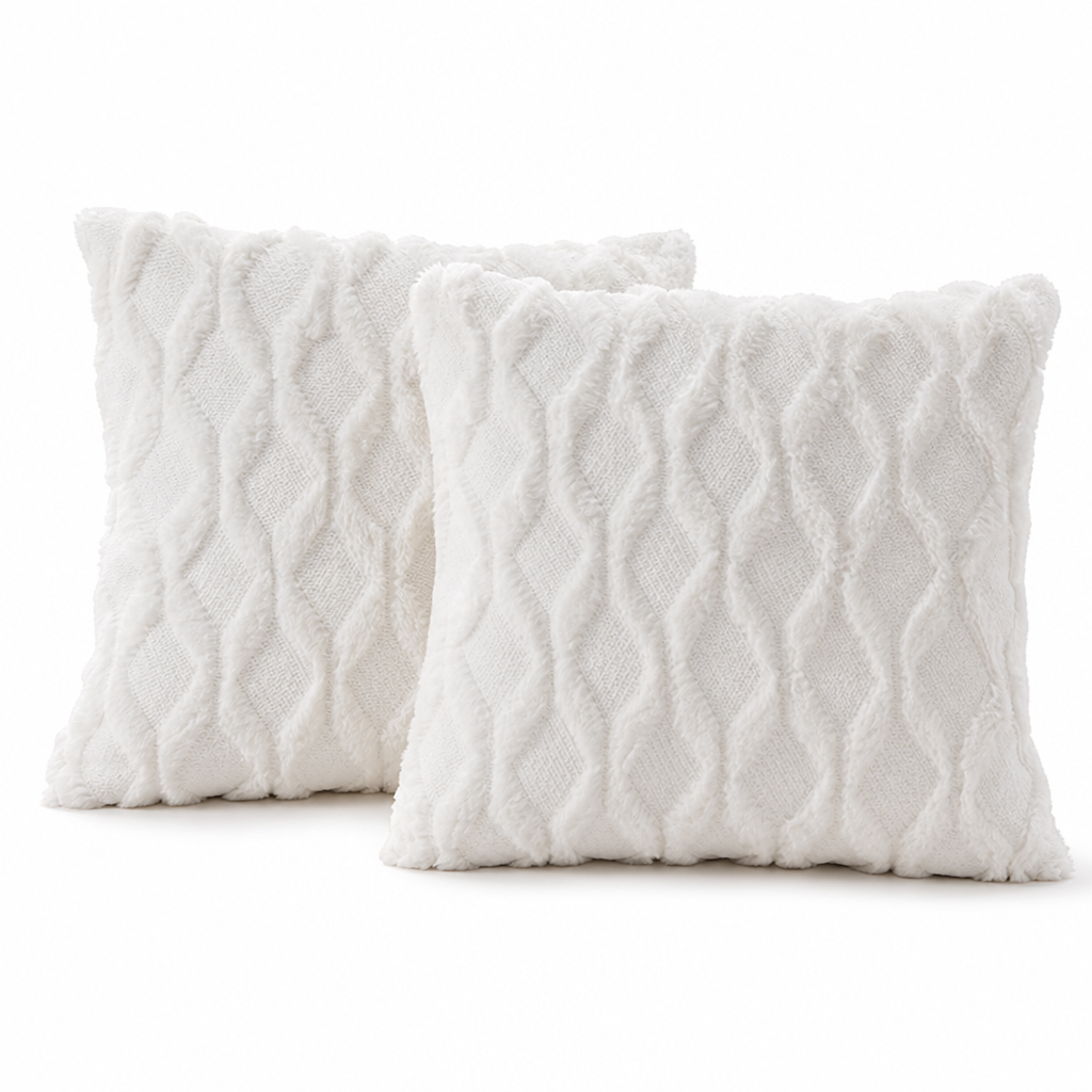 Weicher Plüsch-Kissenbezug mit besticktem geometrischem Rautenmuster, minimalistisch einfarbiges Wurfkissen für das Sofa