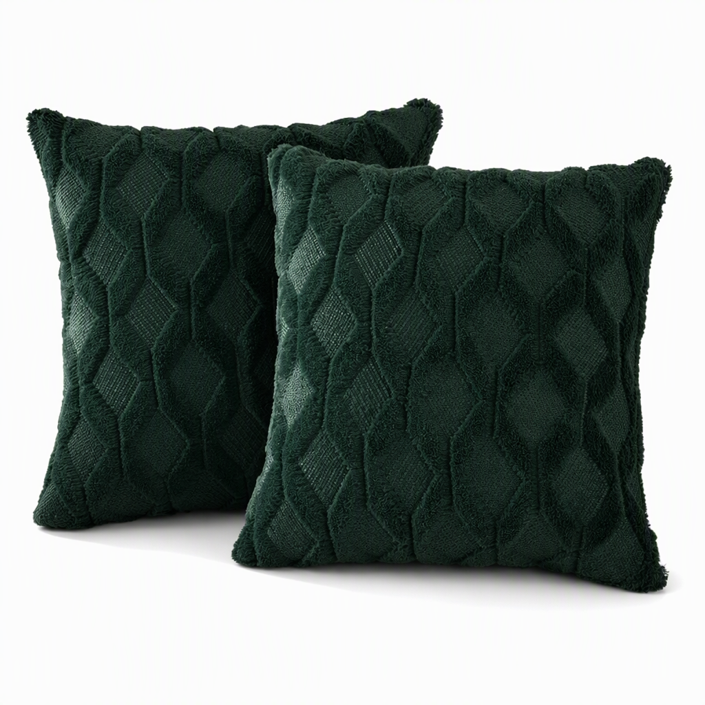 Weicher Plüsch-Kissenbezug mit besticktem geometrischem Rautenmuster, minimalistisch einfarbiges Wurfkissen für das Sofa